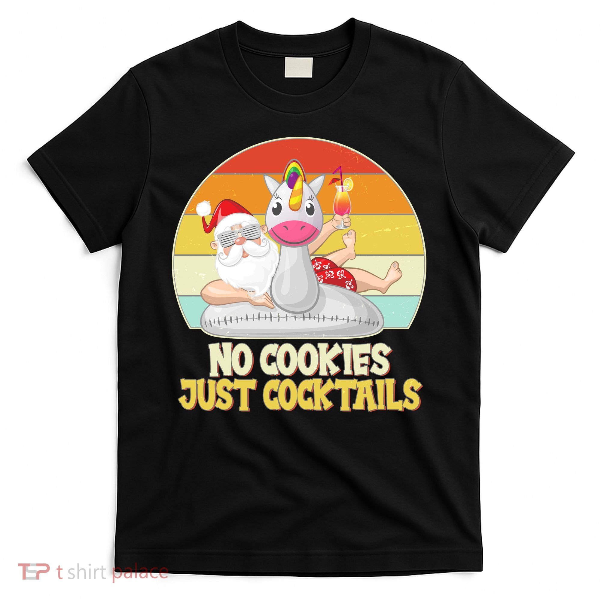 No Cookies Just Cocktails Summer Vacation Santa Claus T-Shirt