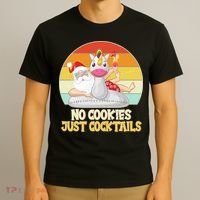 No Cookies Just Cocktails Summer Vacation Santa Claus T-Shirt thumb 3