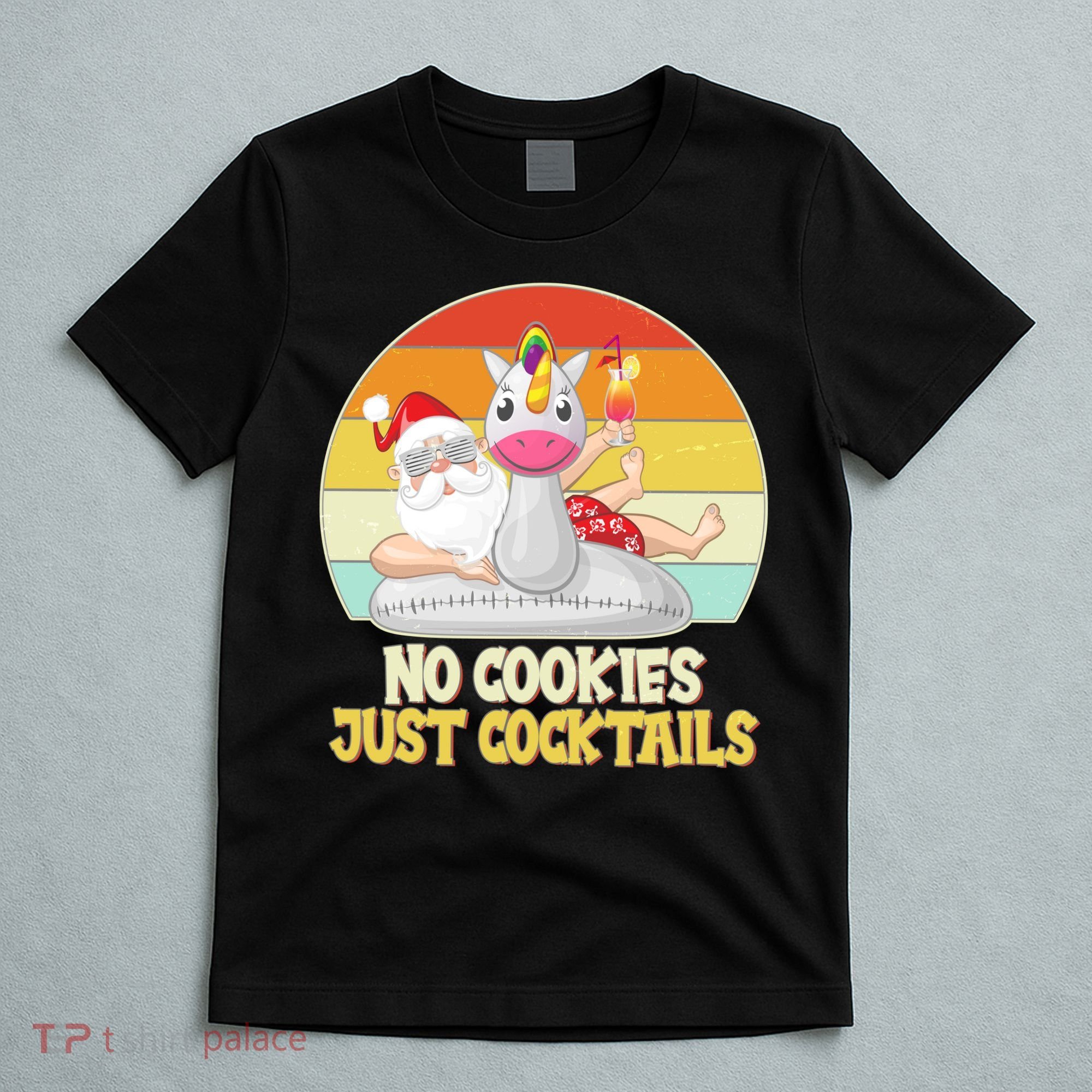 No Cookies Just Cocktails Summer Vacation Santa Claus T-Shirt