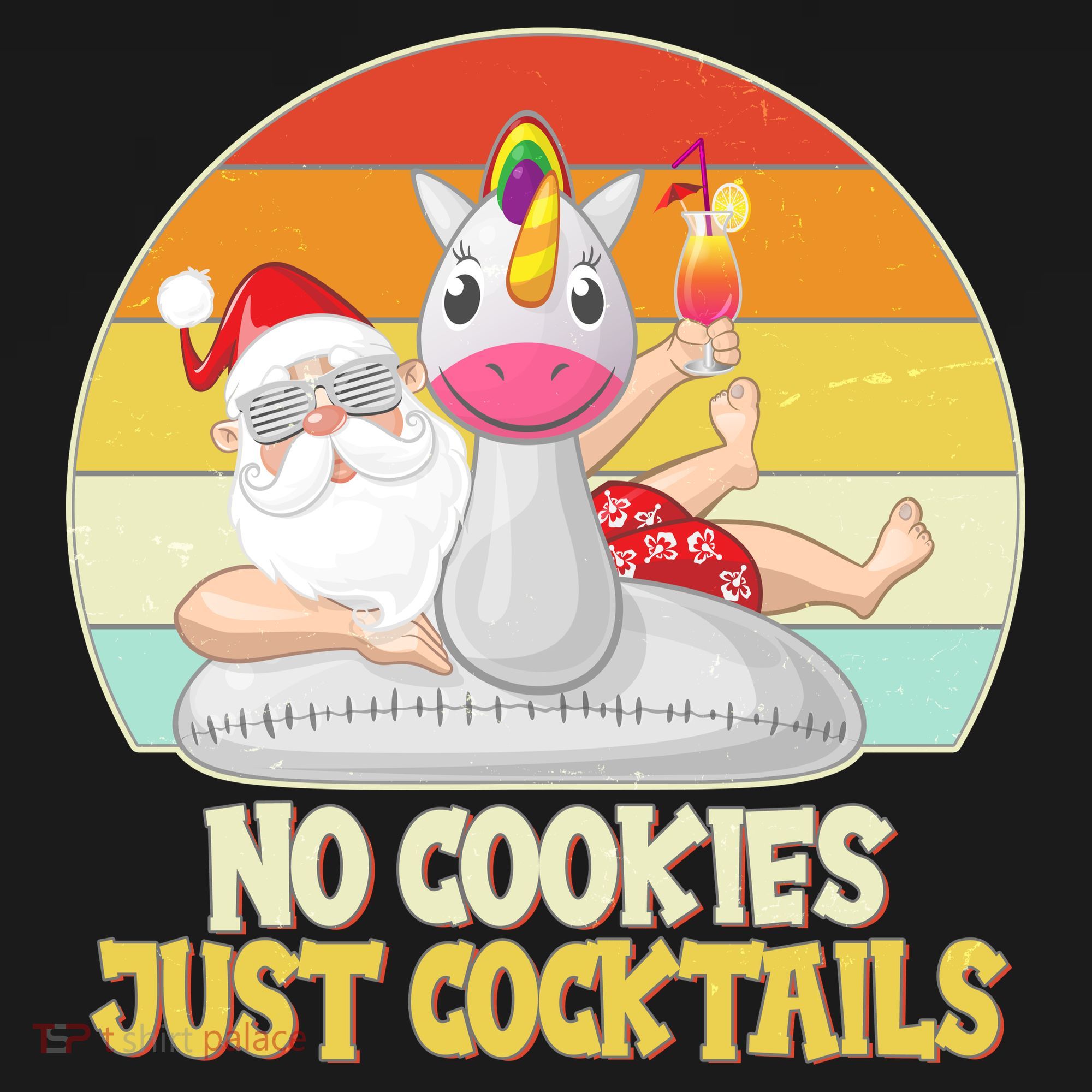 No Cookies Just Cocktails Summer Vacation Santa Claus T-Shirt