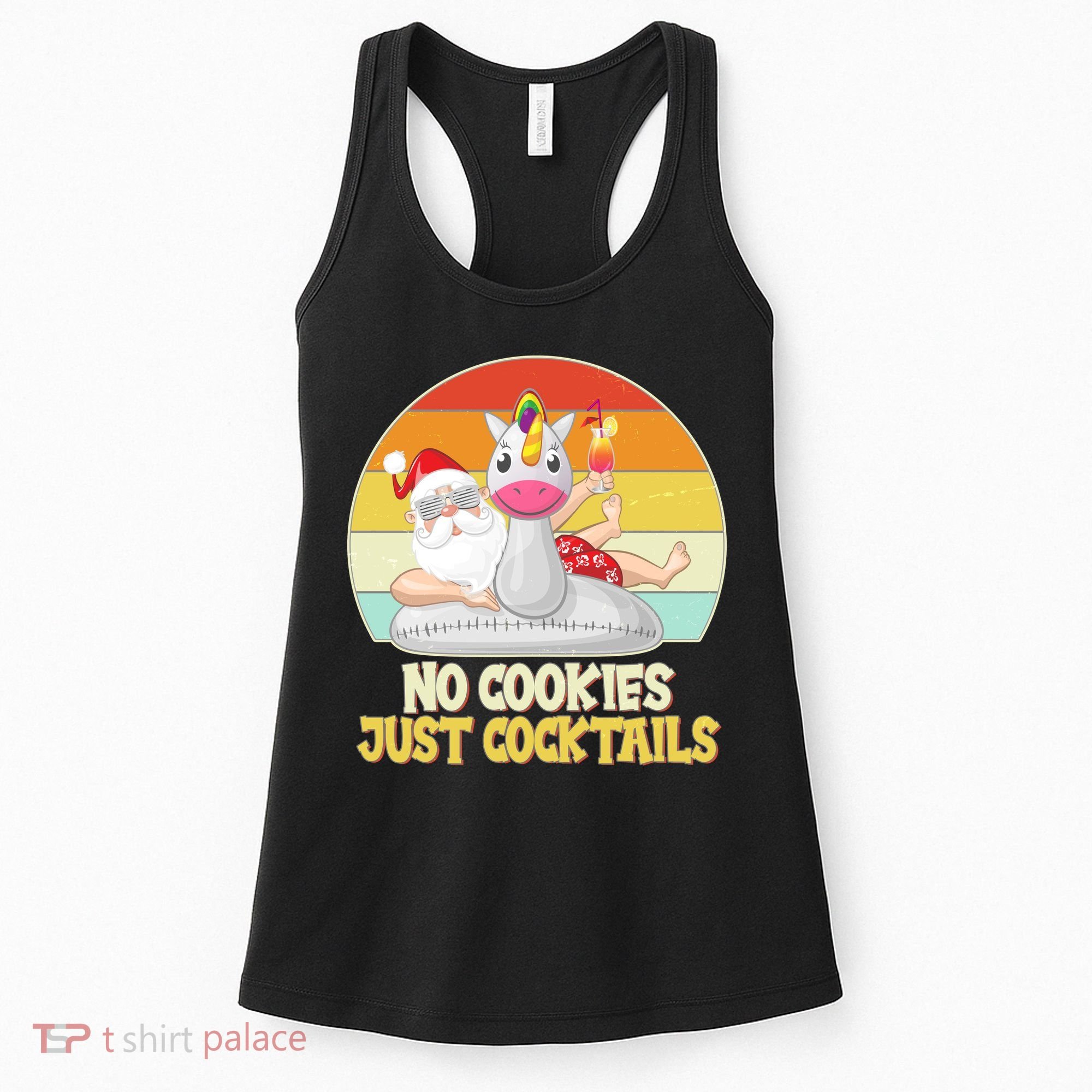 No Cookies Just Cocktails Summer Vacation Santa Claus Women's Tank Top