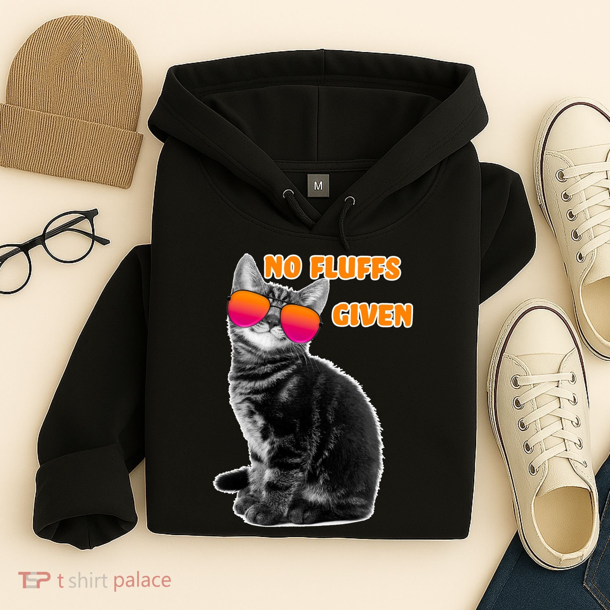 No Fluffs Given Kitten Sunglasses Hoodie