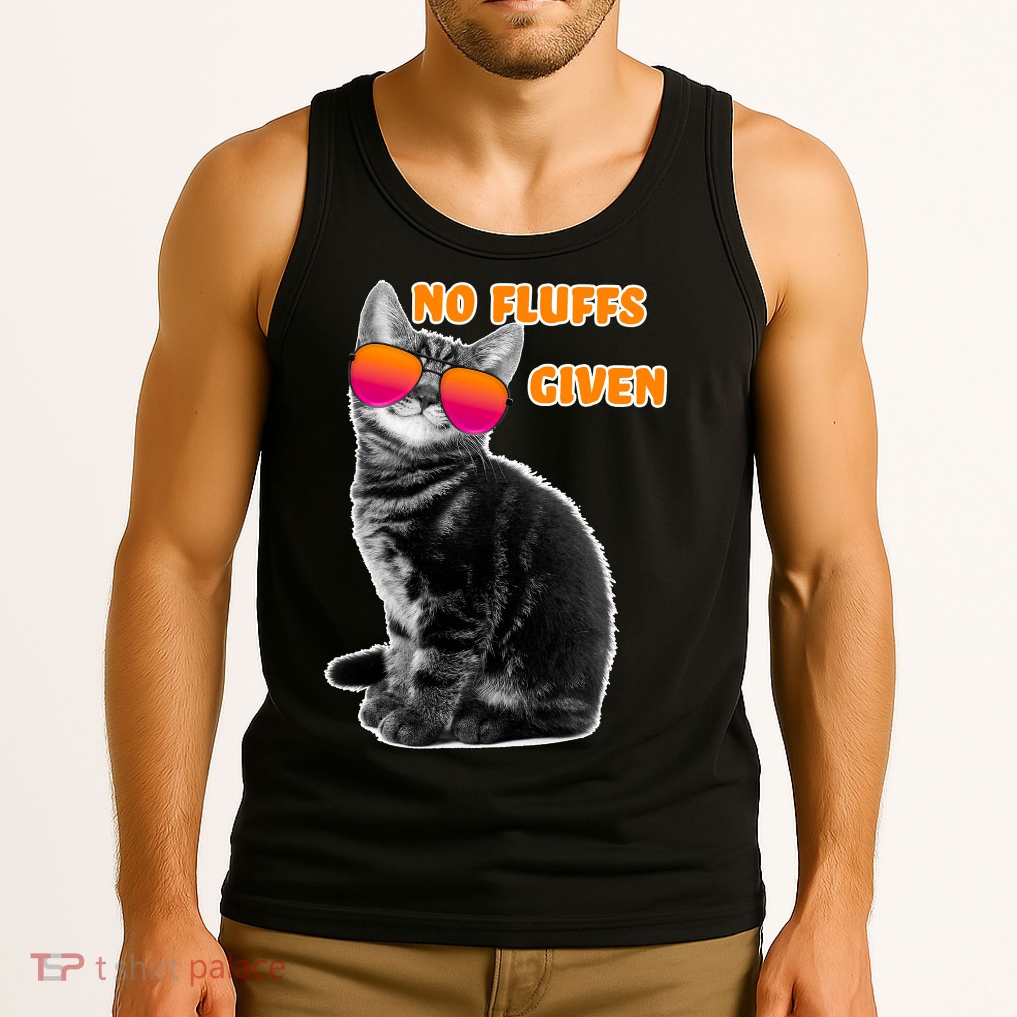 No Fluffs Given Kitten Sunglasses Tank Top