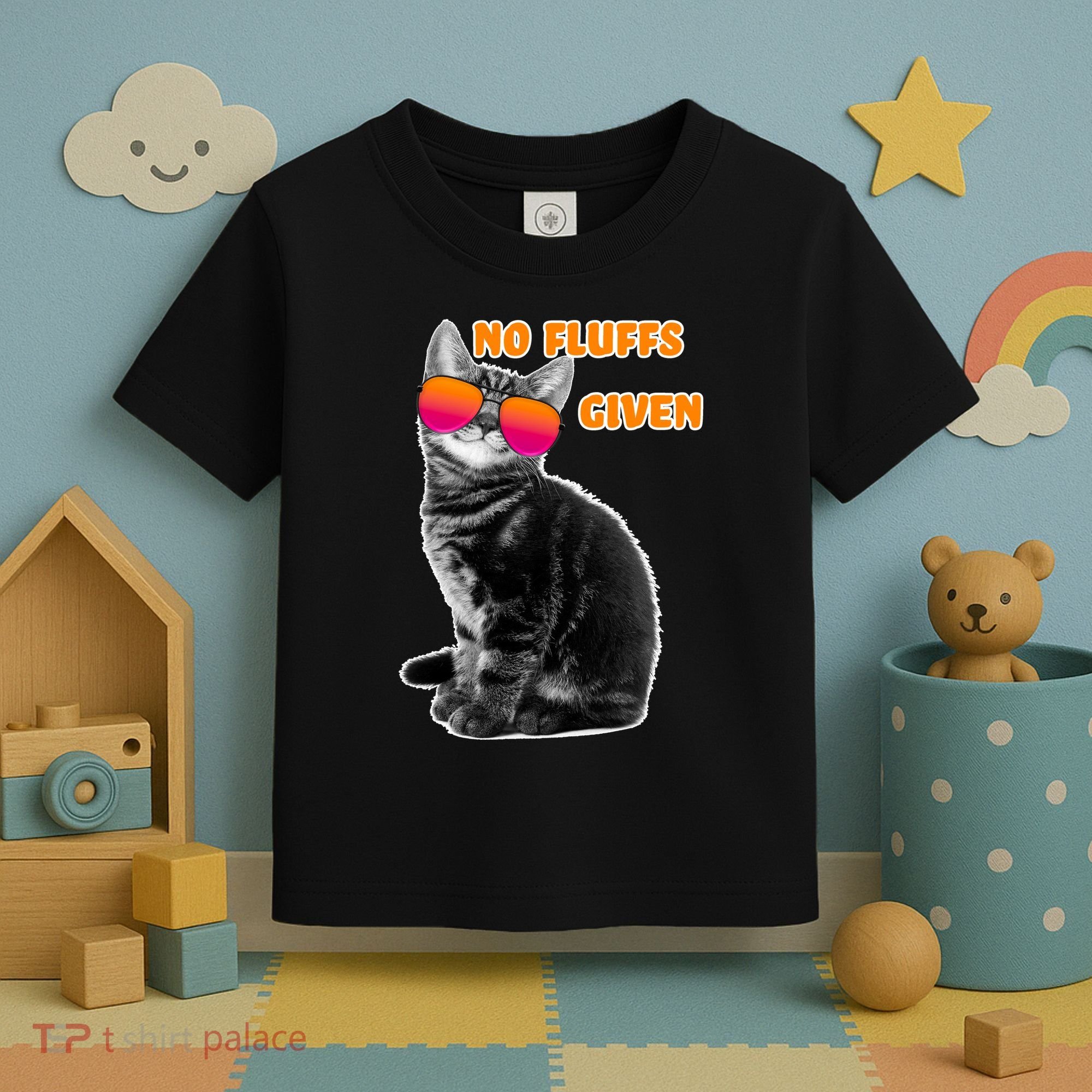 No Fluffs Given Kitten Sunglasses Toddler T-Shirt