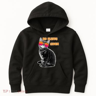 No Fluffs Given Kitten Sunglasses Kids Hoodie