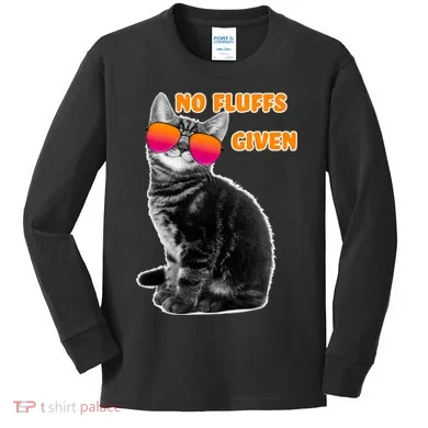 No Fluffs Given Kitten Sunglasses Kids Long Sleeve Shirt