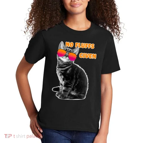 No Fluffs Given Kitten Sunglasses Kids T-Shirt