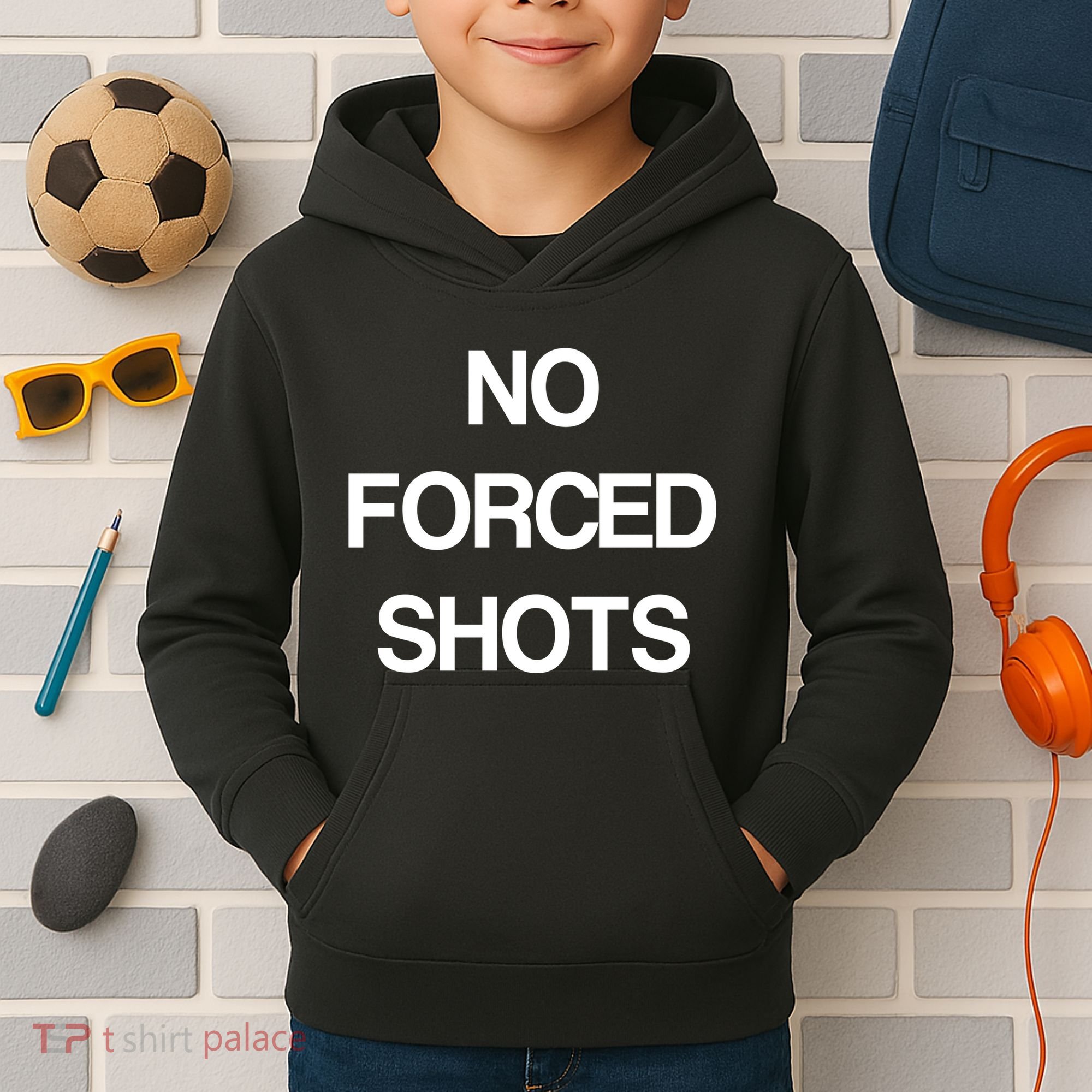 No Forced Shots Kids Hoodie