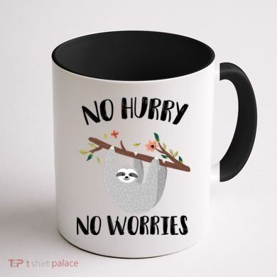 No Hurry No Worries Lazy Sloth Coffee Mug back
