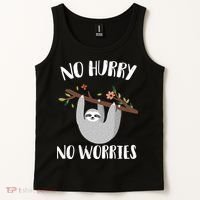 No Hurry No Worries Lazy Sloth Tank Top thumb 2