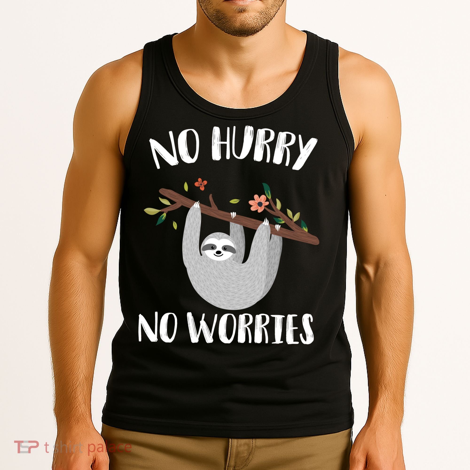 No Hurry No Worries Lazy Sloth Tank Top