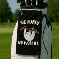No Hurry No Worries Lazy Sloth Golf Towel thumb 2
