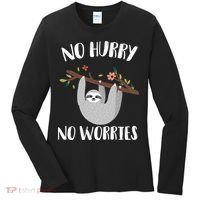 No Hurry No Worries Lazy Sloth Women's Long Sleeve Shirt thumb 0