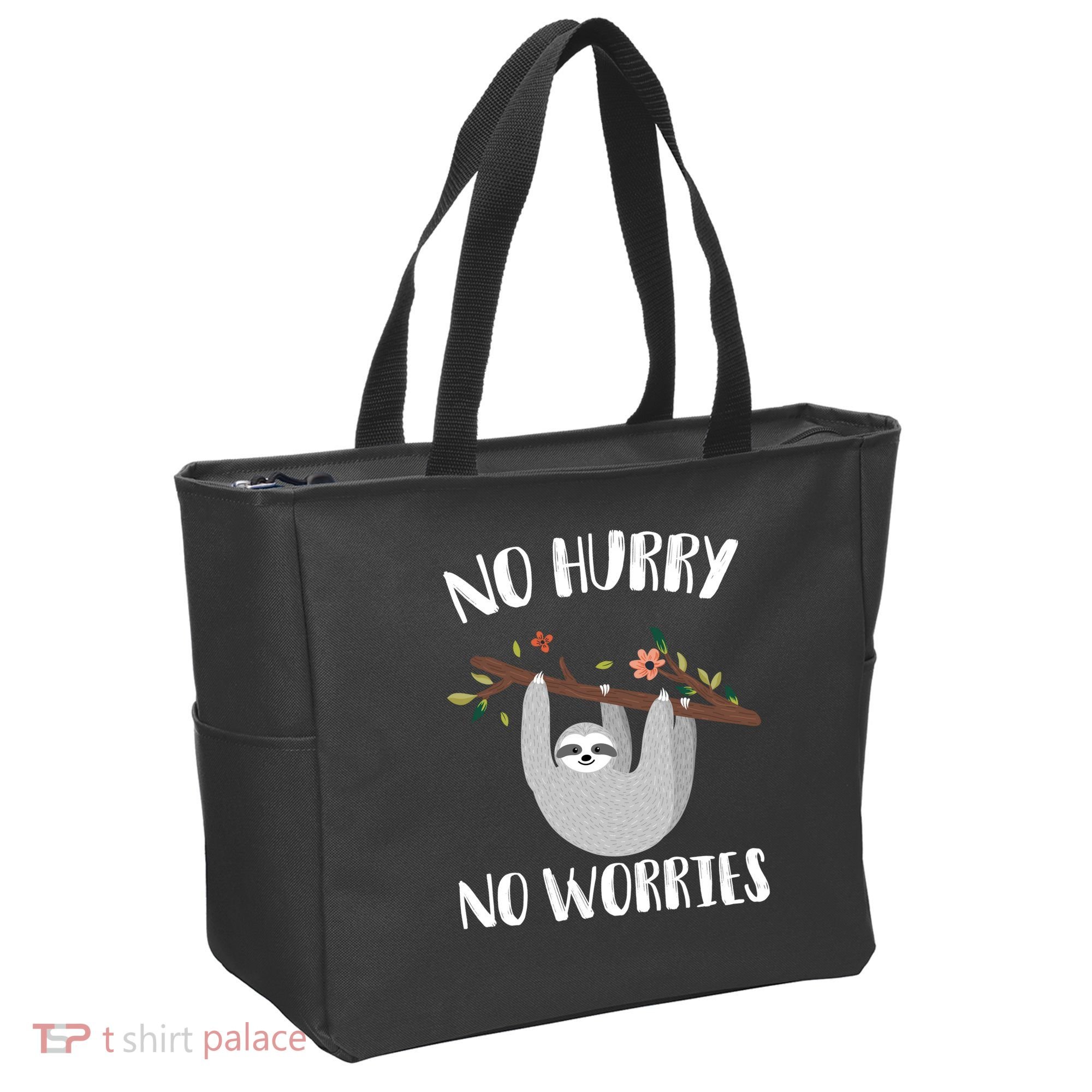 No Hurry No Worries Lazy Sloth Tote Bag