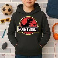 No Internet T-Rex Kids Hoodie thumb 2