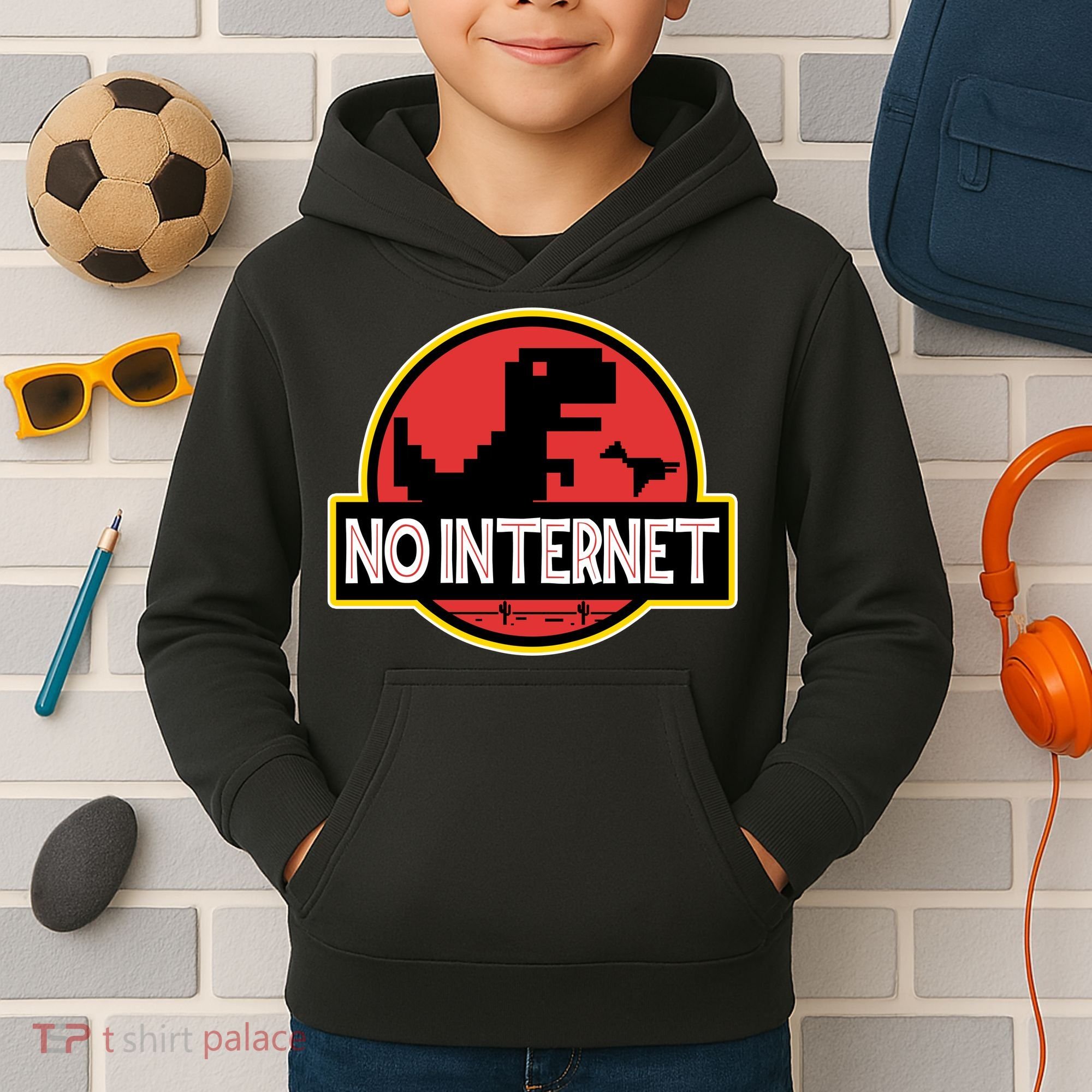 No Internet T-Rex Kids Hoodie