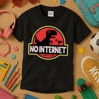 No Internet T-Rex Kids T-Shirt thumb 3
