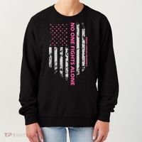 No One Fight Alone Breast Cancer Awareness Flag Women's Sweatshirt thumb 0