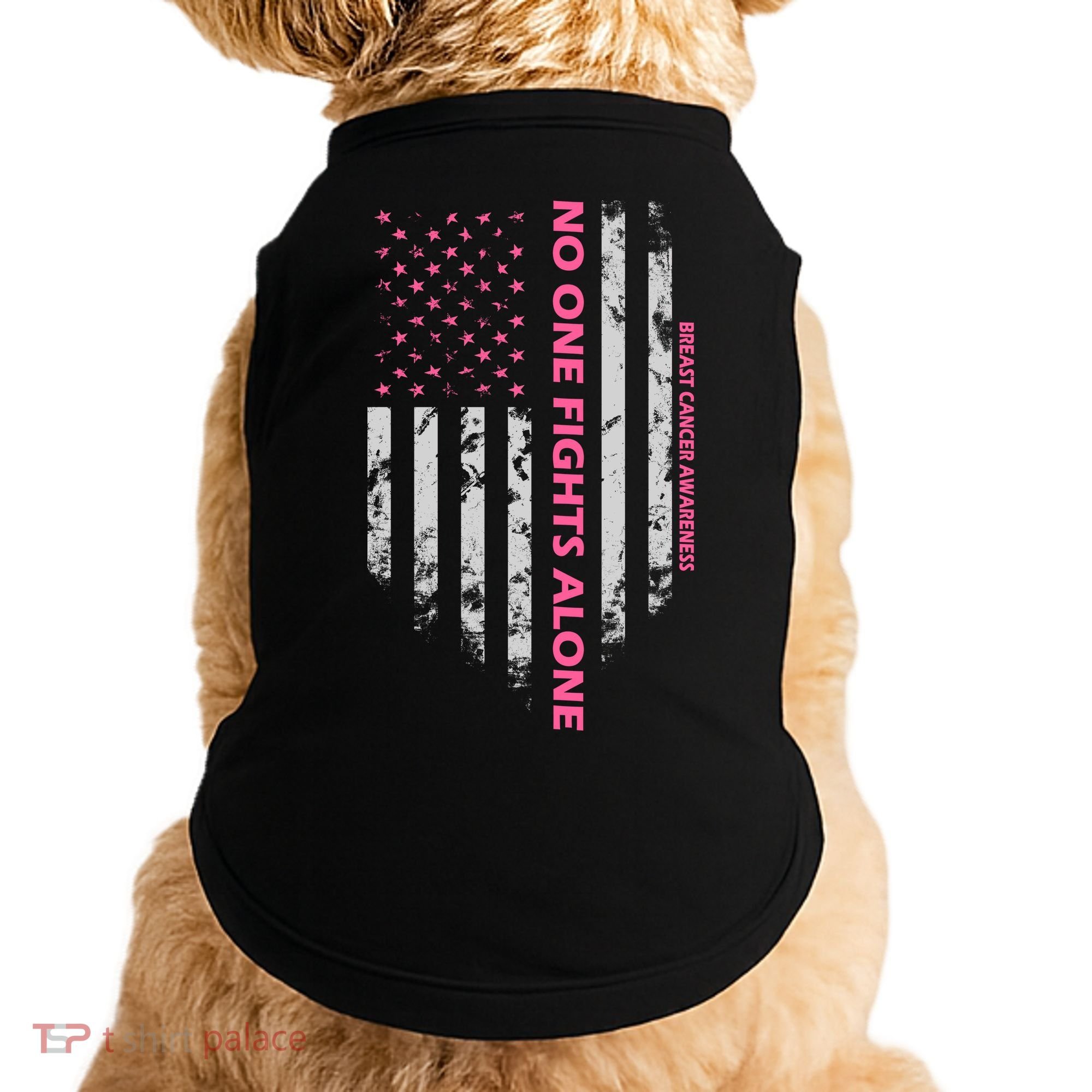 No One Fight Alone Breast Cancer Awareness Flag Doggie Tank