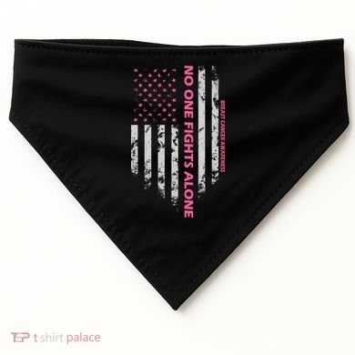 No One Fight Alone Breast Cancer Awareness Flag USA-Made Doggie Bandana
