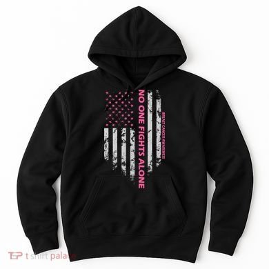 No One Fight Alone Breast Cancer Awareness Flag Hoodie