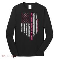 No One Fight Alone Breast Cancer Awareness Flag Long Sleeve Shirt thumb 0