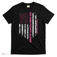 No One Fight Alone Breast Cancer Awareness Flag T-Shirt thumb 0