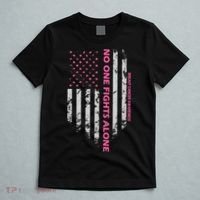 No One Fight Alone Breast Cancer Awareness Flag T-Shirt thumb 5