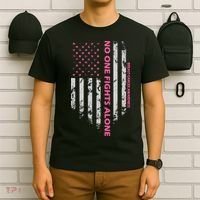 No One Fight Alone Breast Cancer Awareness Flag T-Shirt thumb 6