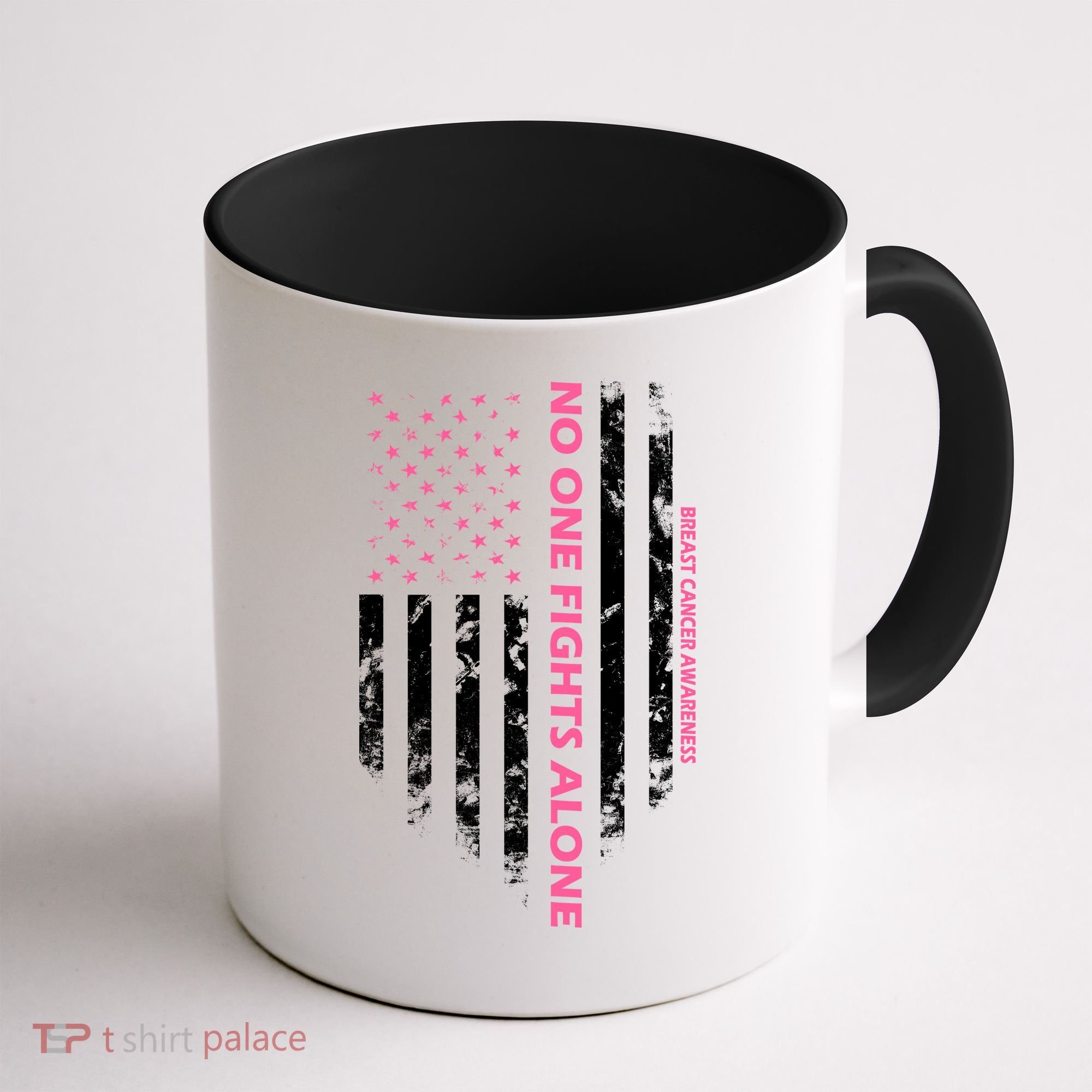 No One Fight Alone Breast Cancer Awareness Flag Coffee Mug