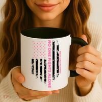 No One Fight Alone Breast Cancer Awareness Flag Coffee Mug thumb 3