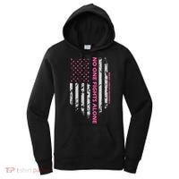 No One Fight Alone Breast Cancer Awareness Flag Women's Hoodie thumb 0