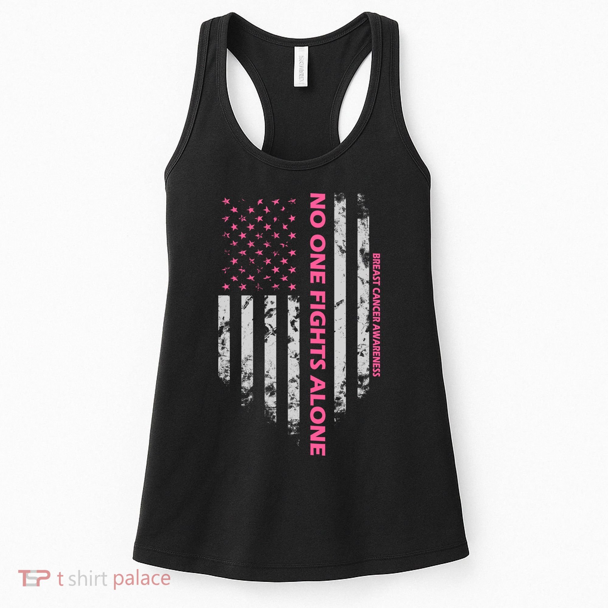 No One Fight Alone Breast Cancer Awareness Flag Women's Tank Top