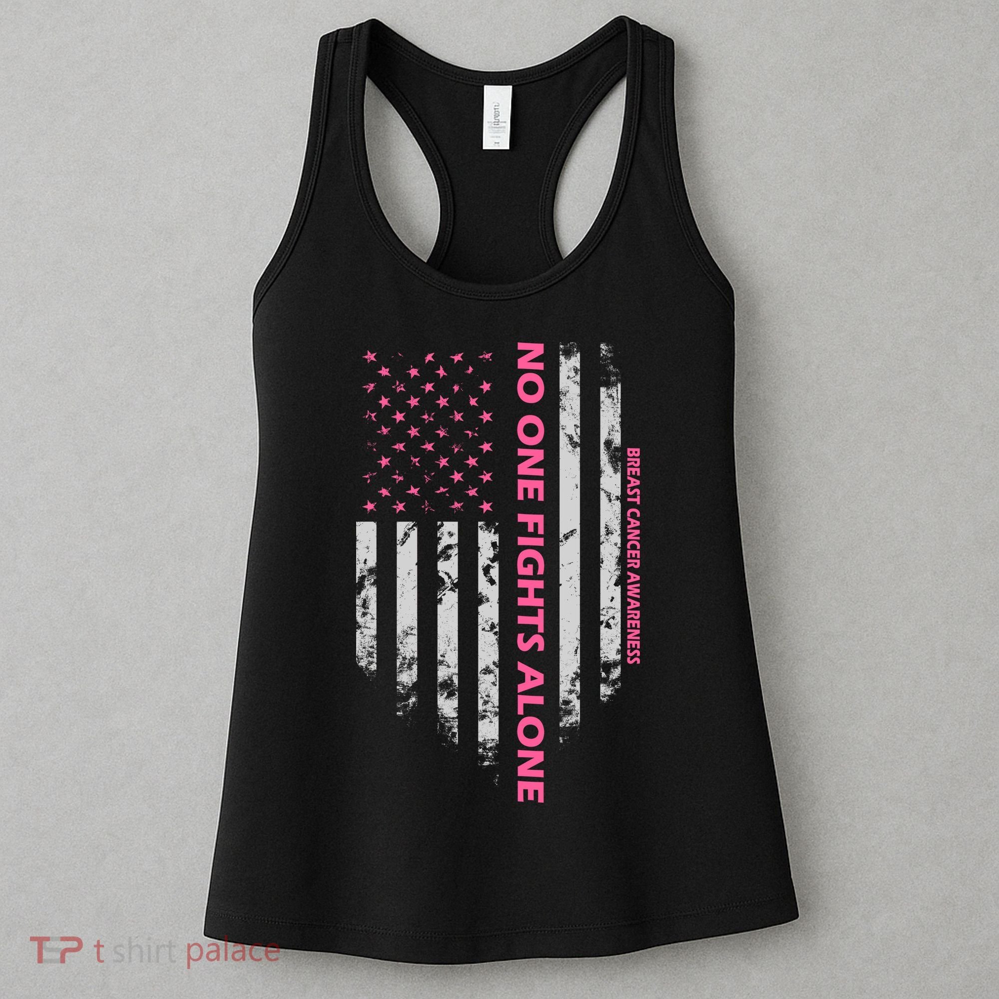No One Fight Alone Breast Cancer Awareness Flag Women's Tank Top