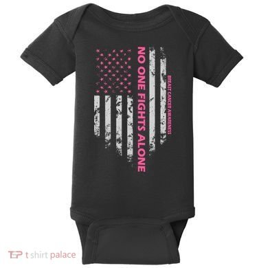 No One Fight Alone Breast Cancer Awareness Flag Baby Bodysuit