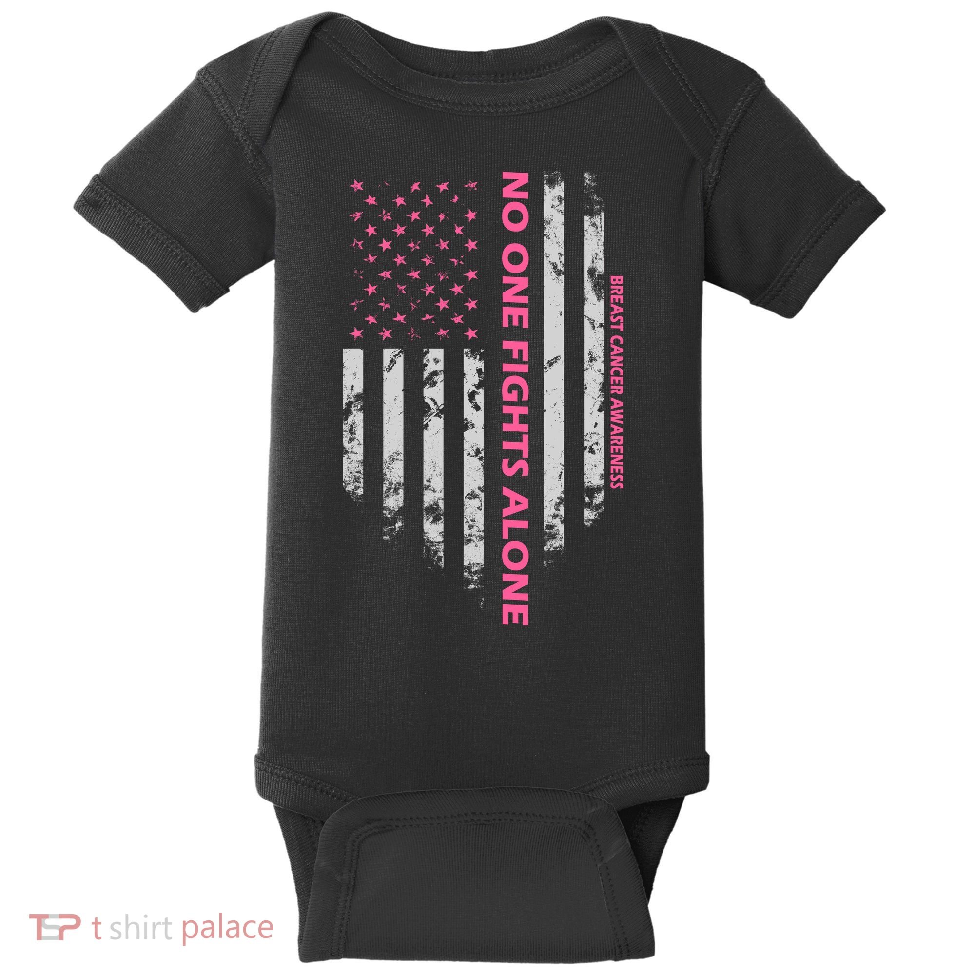 No One Fight Alone Breast Cancer Awareness Flag Baby Bodysuit