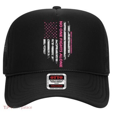 No One Fight Alone Breast Cancer Awareness Flag Hat
