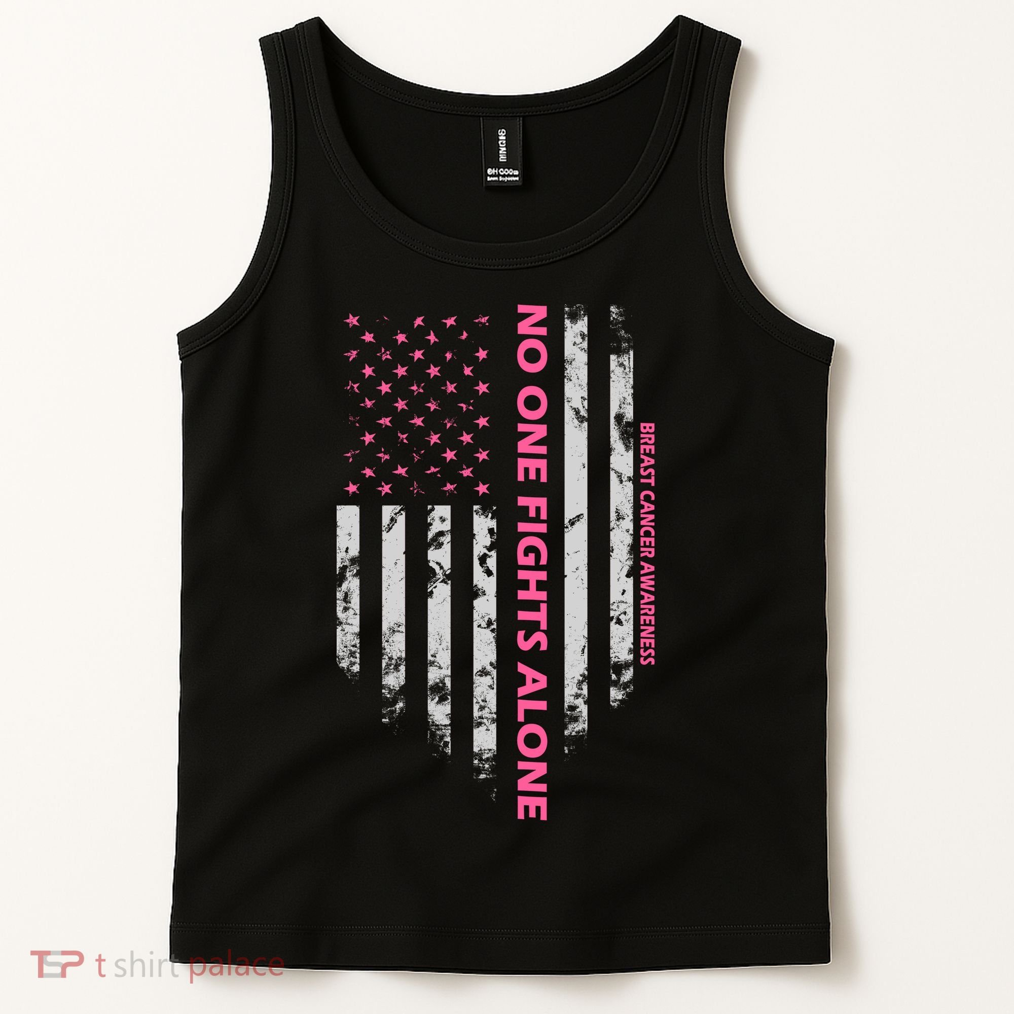 No One Fight Alone Breast Cancer Awareness Flag Tank Top