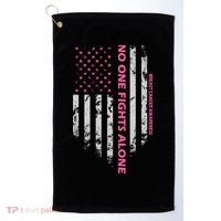 No One Fight Alone Breast Cancer Awareness Flag Golf Towel thumb 0