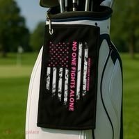 No One Fight Alone Breast Cancer Awareness Flag Golf Towel thumb 2