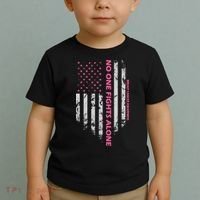 No One Fight Alone Breast Cancer Awareness Flag Toddler T-Shirt thumb 2