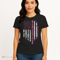 No One Fight Alone Breast Cancer Awareness Flag Women's T-Shirt thumb 4