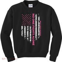 No One Fight Alone Breast Cancer Awareness Flag Kids Sweatshirt thumb 0