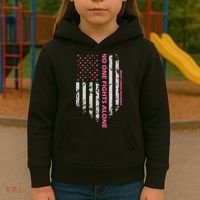 No One Fight Alone Breast Cancer Awareness Flag Kids Hoodie thumb 3