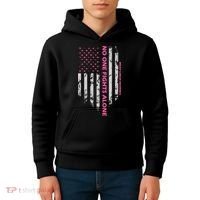 No One Fight Alone Breast Cancer Awareness Flag Kids Hoodie thumb 4