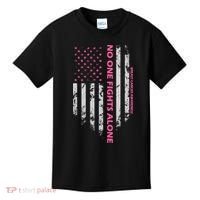 No One Fight Alone Breast Cancer Awareness Flag Kids T-Shirt thumb 0