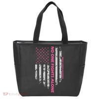 No One Fight Alone Breast Cancer Awareness Flag Tote Bag thumb 0