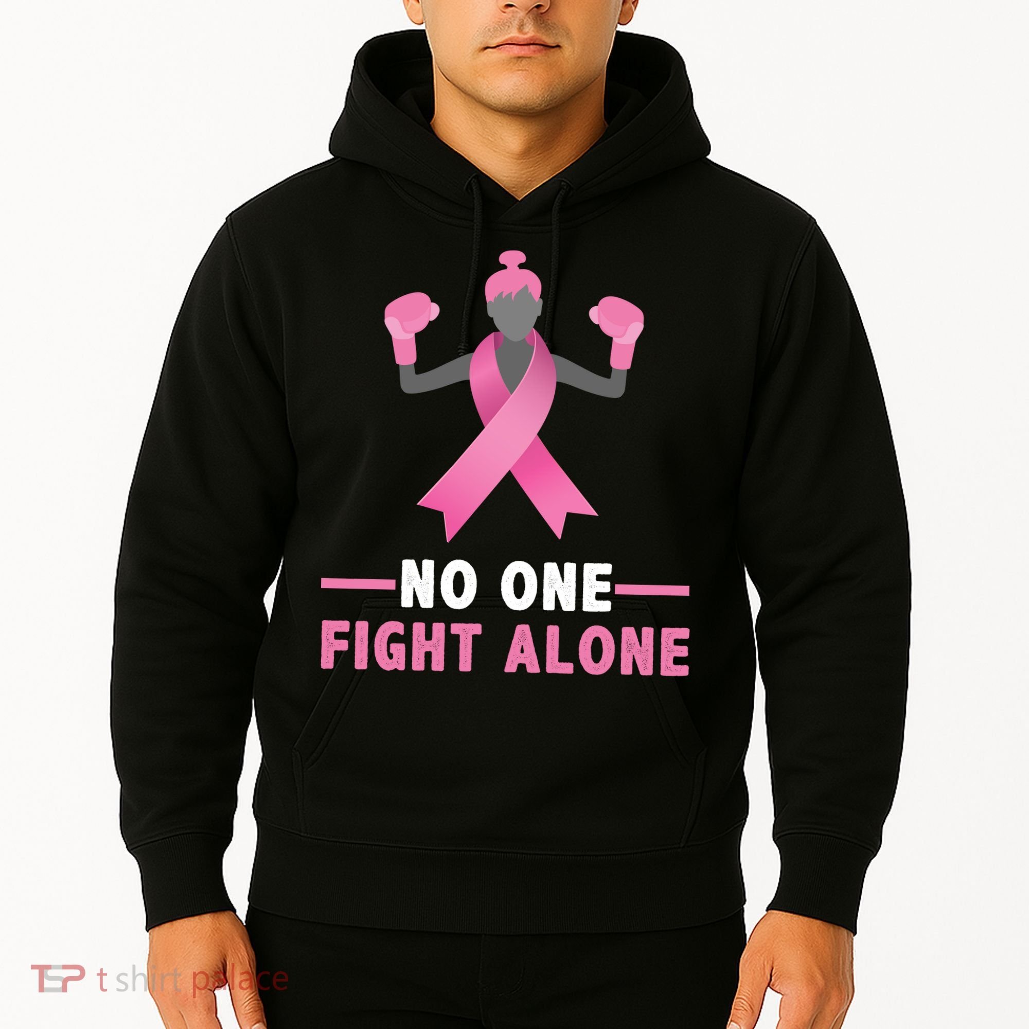 No One Fights  Alone Breast Cancer Hoodie
