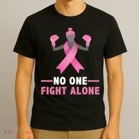 No One Fights  Alone Breast Cancer T-Shirt thumb 3