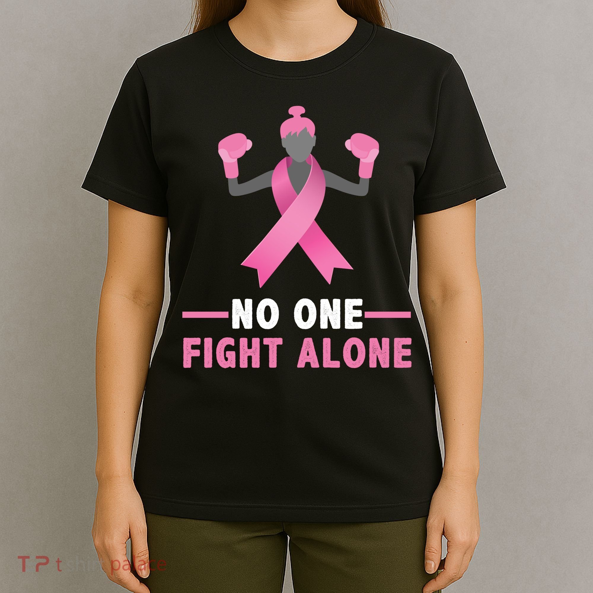 No One Fights  Alone Breast Cancer T-Shirt
